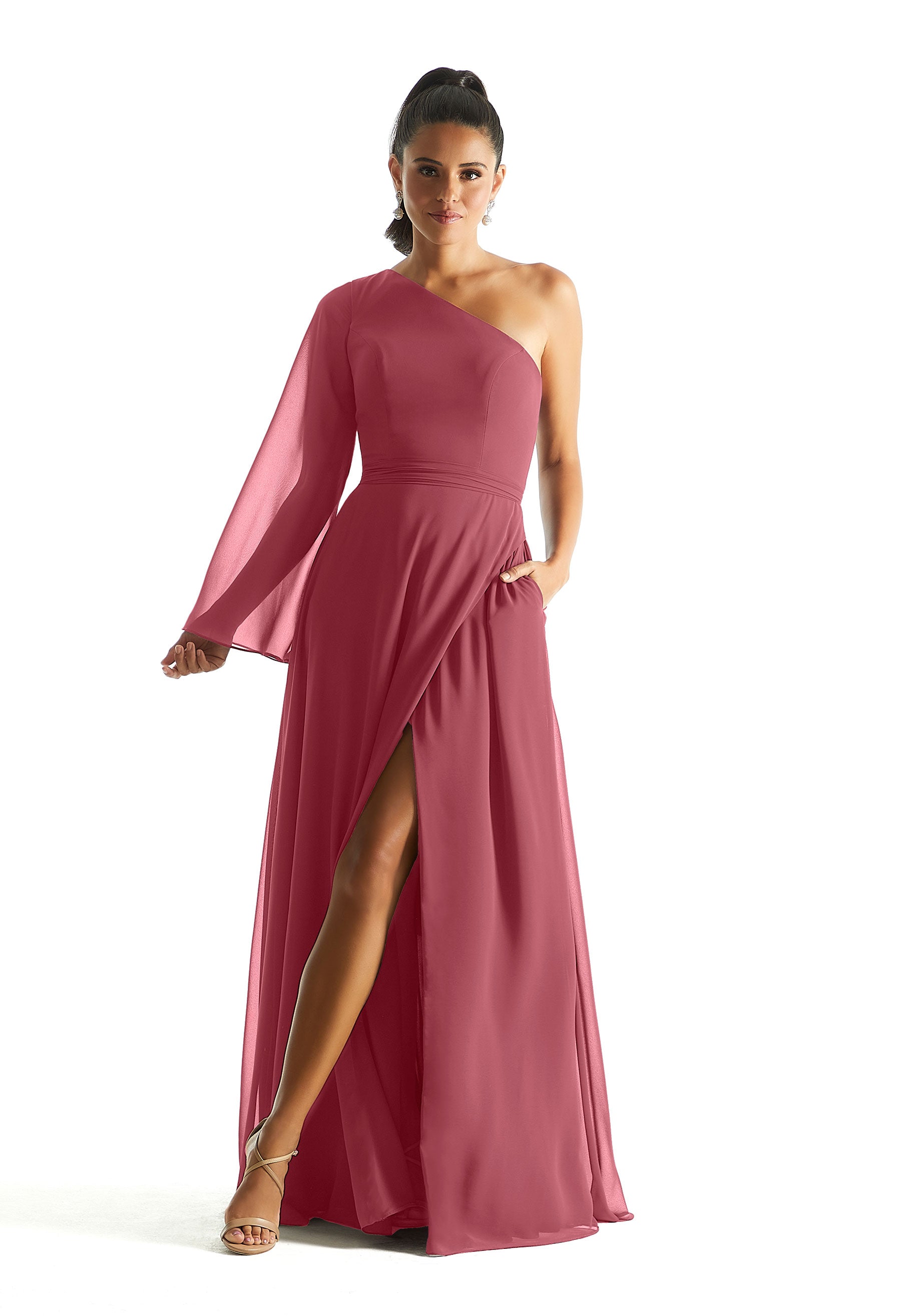 Formal Dresses Long Sleeve A Line Evening Formal Dress MGNY Madeline Gardner New York 21854 Rosewood