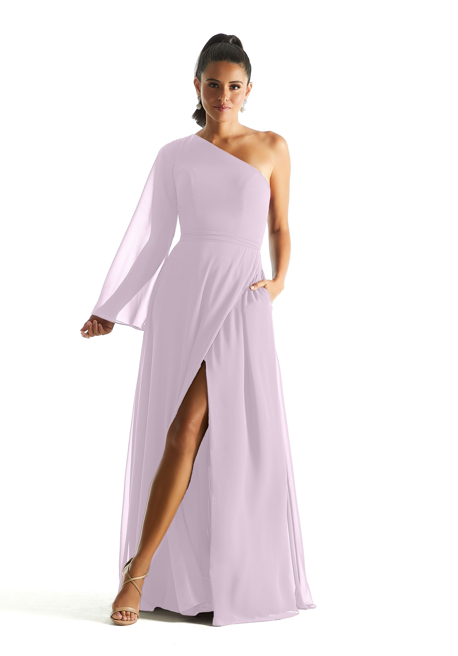 Formal Dresses Long Sleeve Formal Evening A Line Dress MGNY Madeline Gardner New York 21854 Wisteria