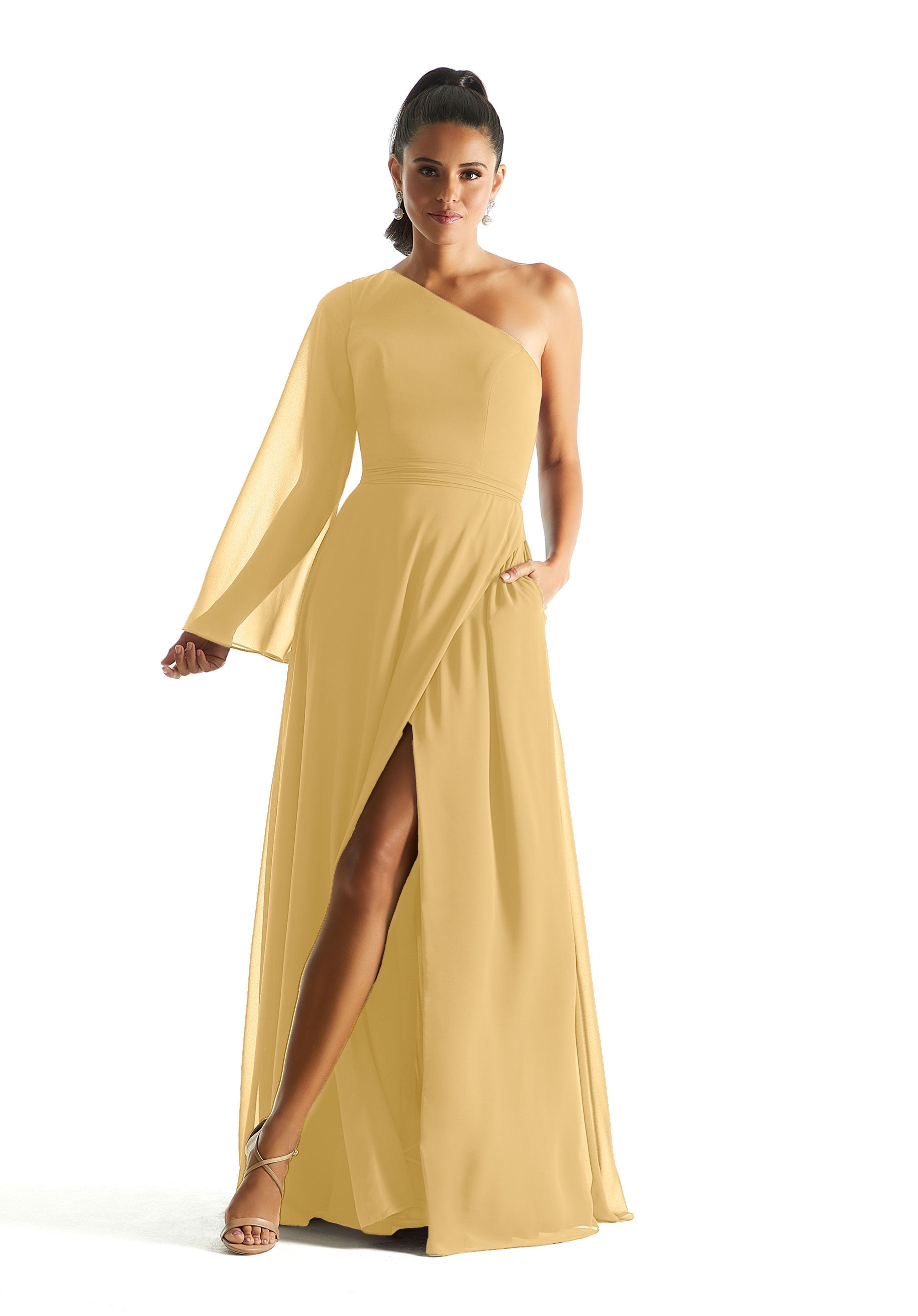 Formal Dresses Long Sleeve A Line Formal Dress MGNY Madeline Gardner New York 21854 Buttercup