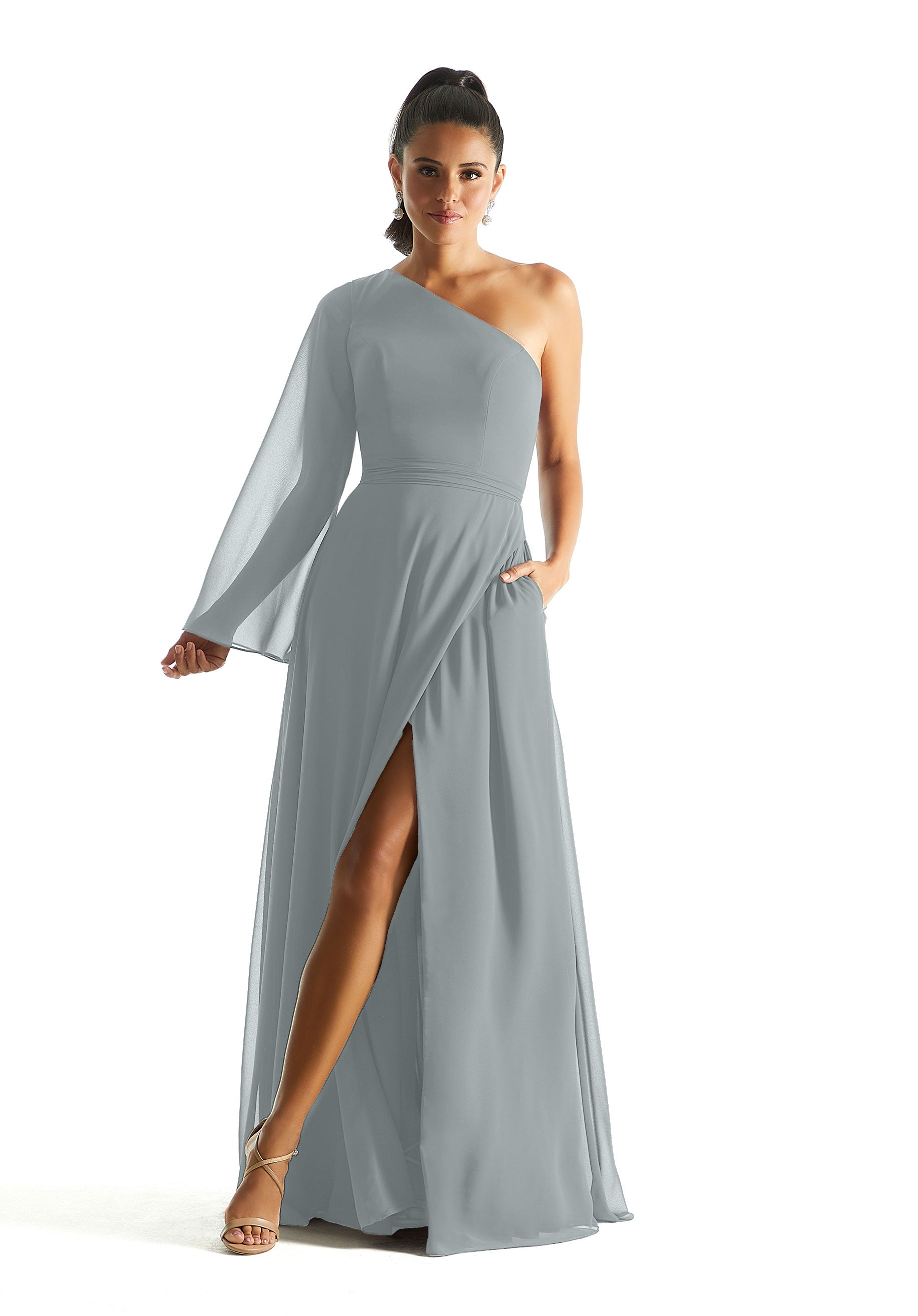 Formal Dresses Formal A Line Long Sleeve Dress MGNY Madeline Gardner New York 21854 Dove