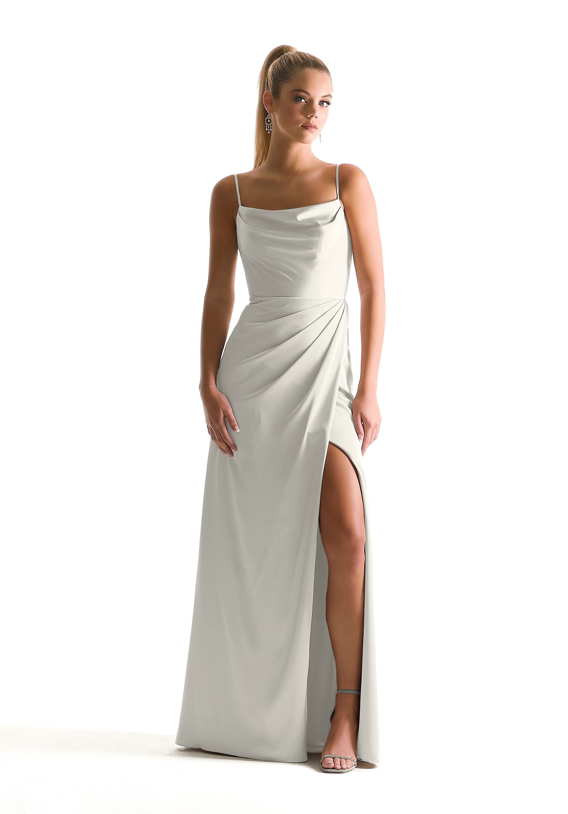 Wedding Dresses Long A Line Bridal Slit Wedding Dress MGNY Madeline Gardner New York 21856 Ivory