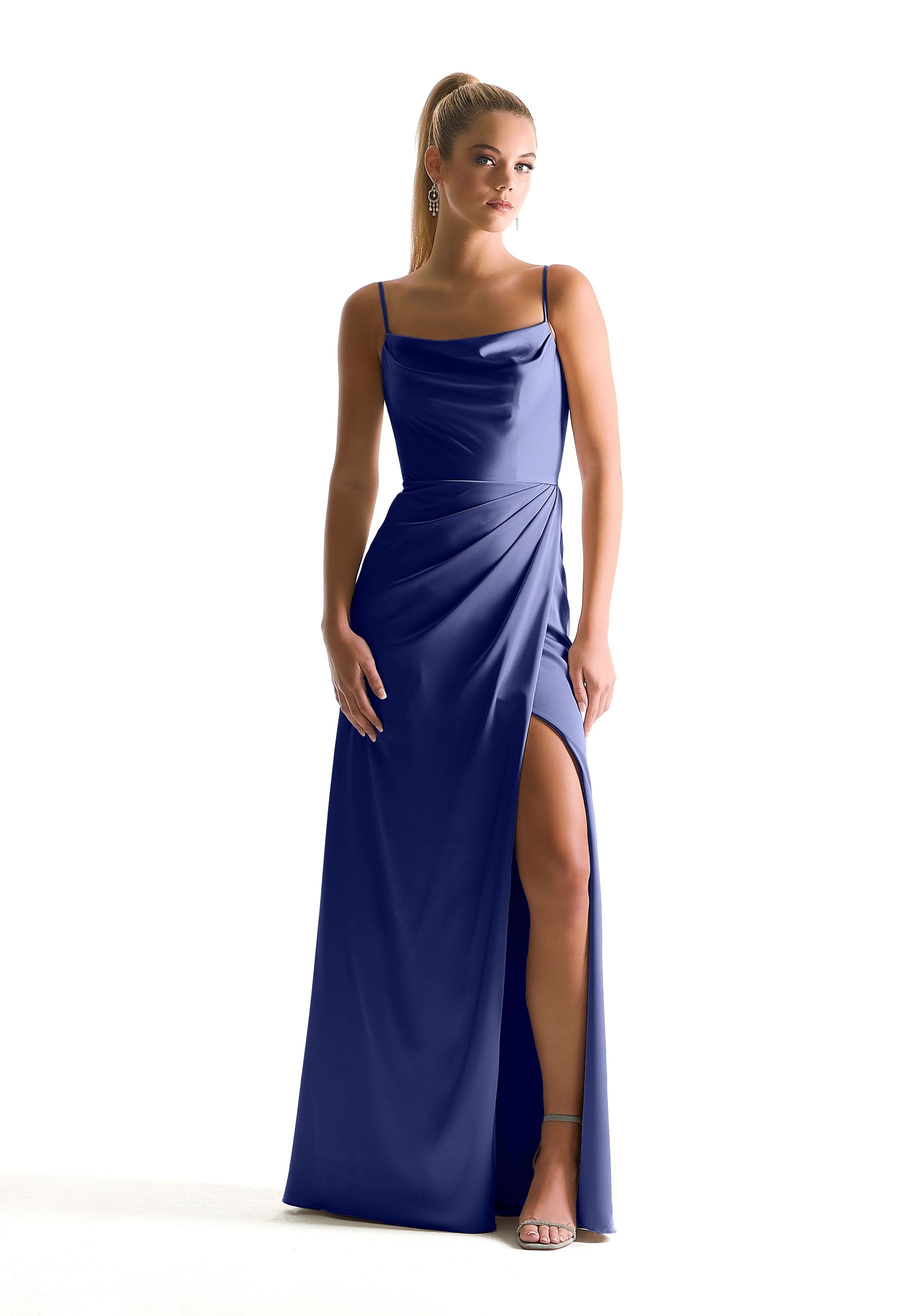 Formal Dresses Long Formal Slit A Line Dress MGNY Madeline Gardner New York 21856 Sapphire