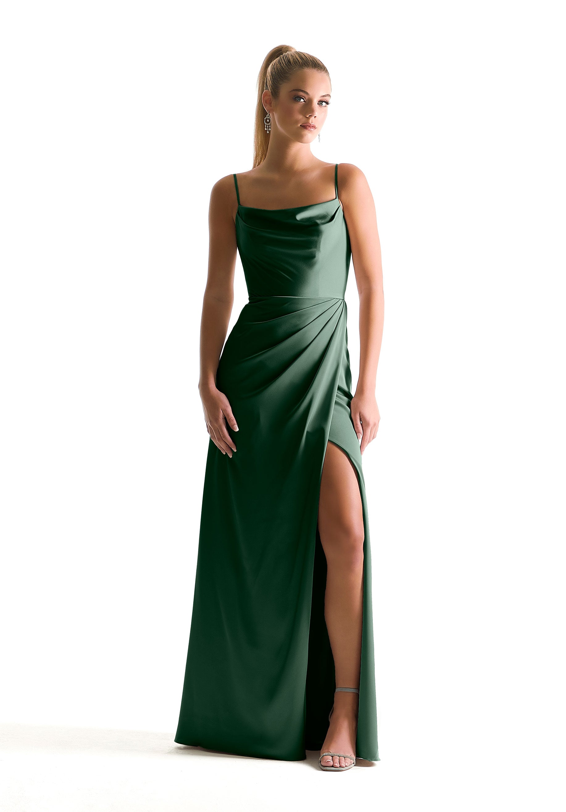Formal Dresses Long Formal Slit A Line Dress MGNY Madeline Gardner New York 21856 Emerald