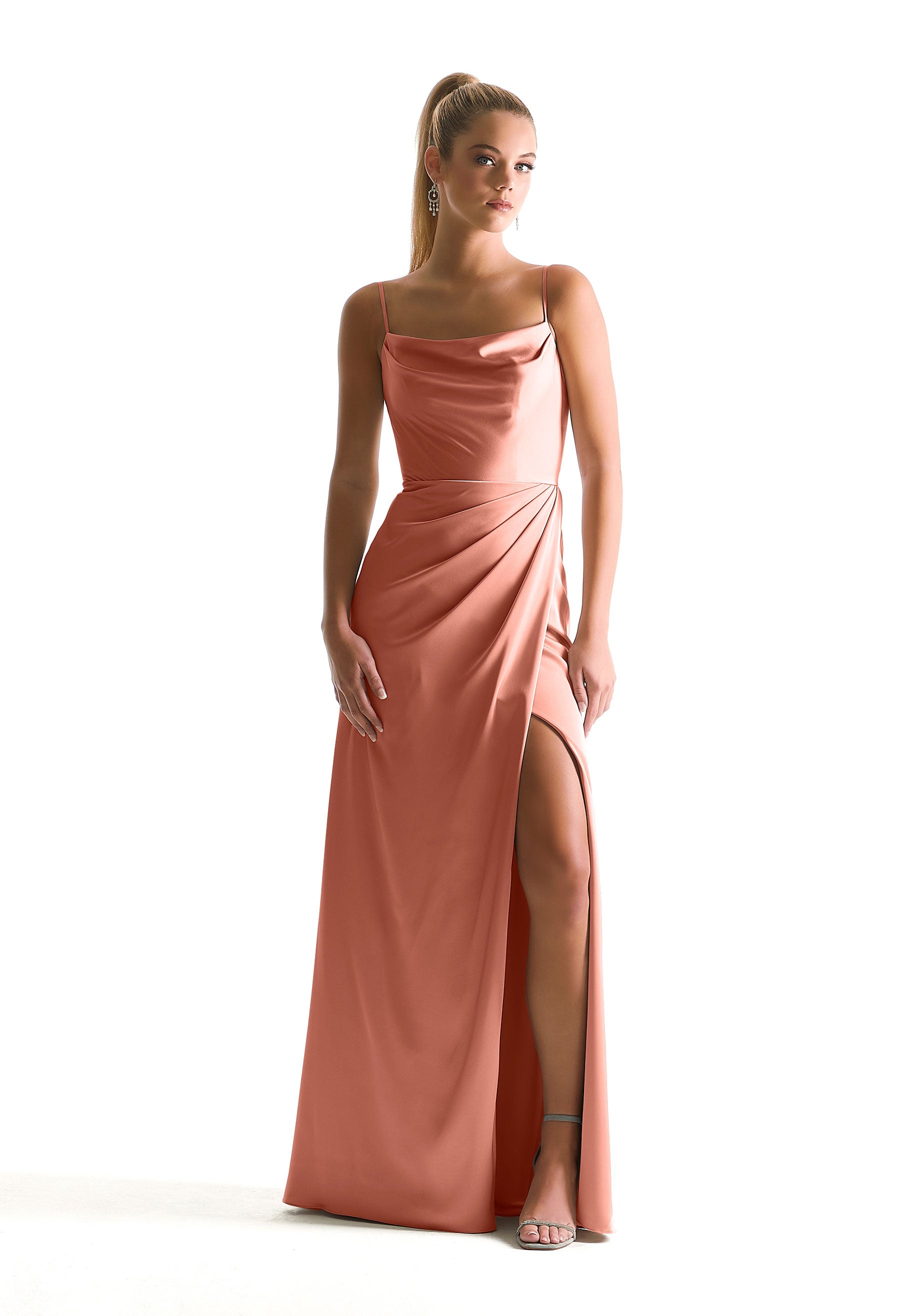 Formal Dresses Long A Line Formal Slit Dress MGNY Madeline Gardner New York 21856 Spice