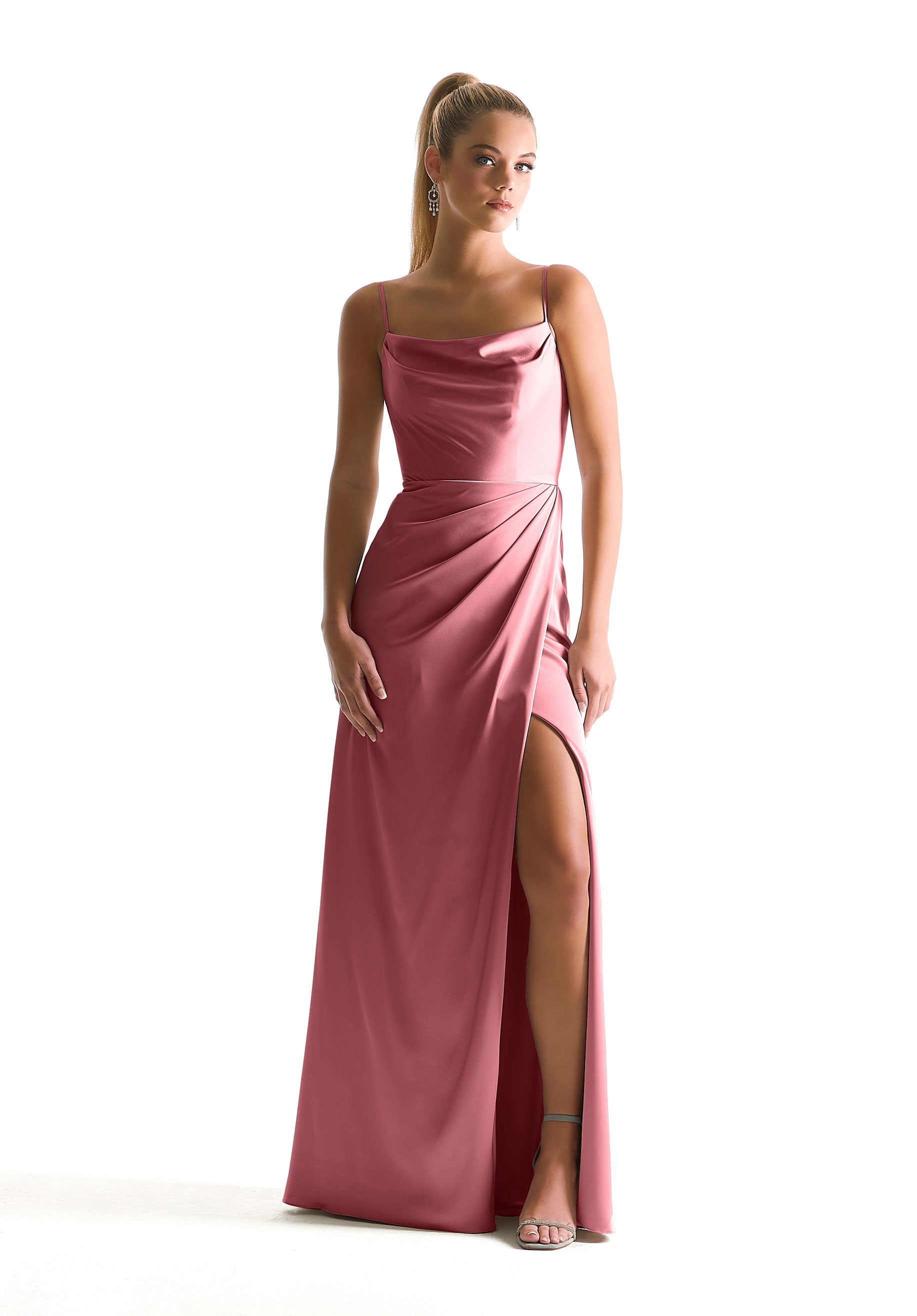 Formal Dresses Long Formal Slit A Line Dress MGNY Madeline Gardner New York 21856 Rosewood