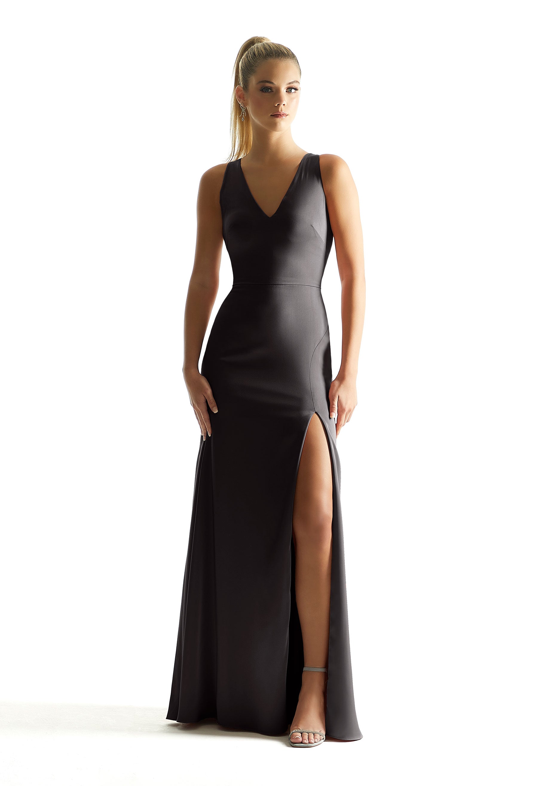 Formal Dresses Long Slit Formal Dress MGNY Madeline Gardner New York 21857 Black