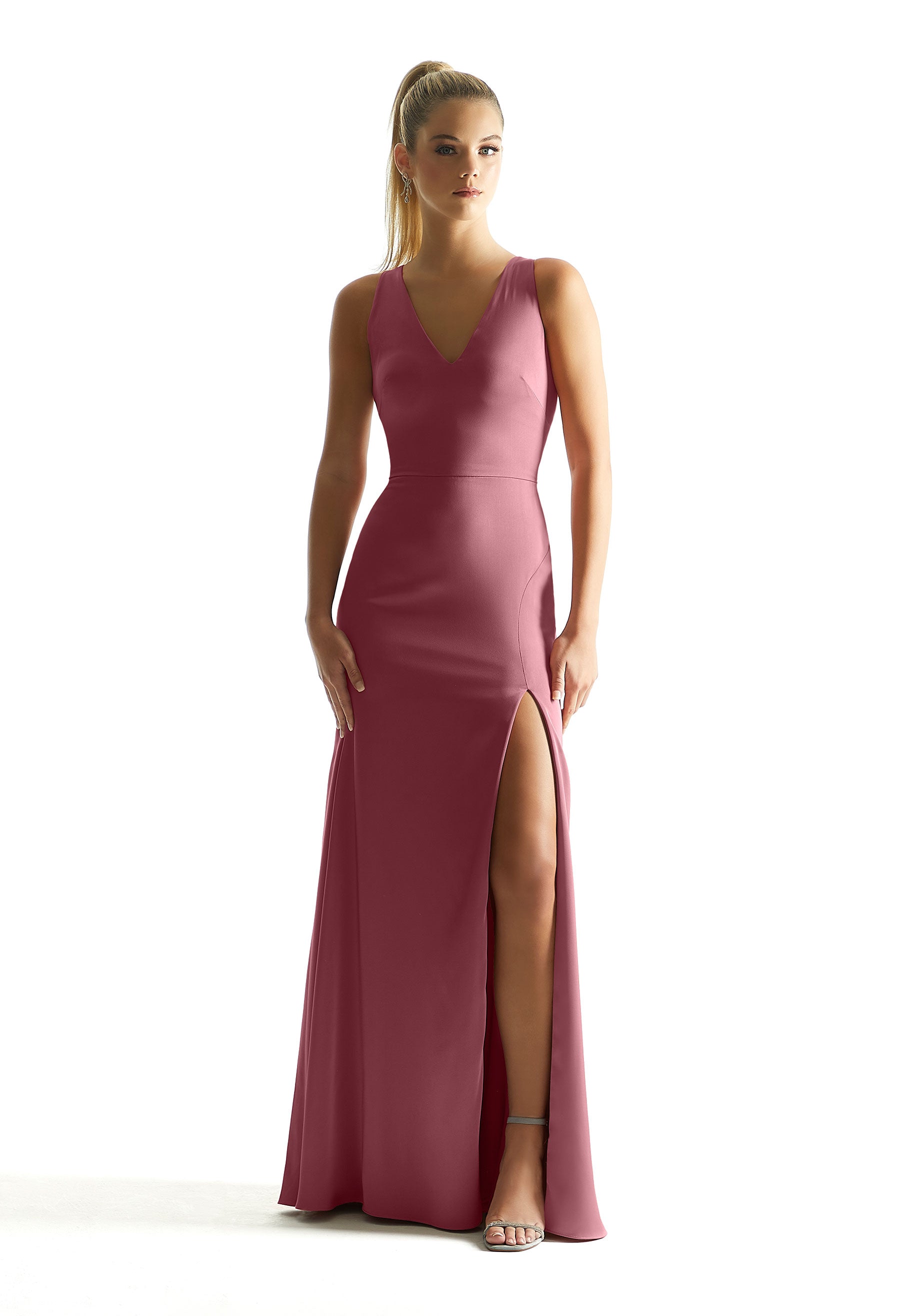 Formal Dresses Long Formal Slit Dress MGNY Madeline Gardner New York 21857 Rosewood