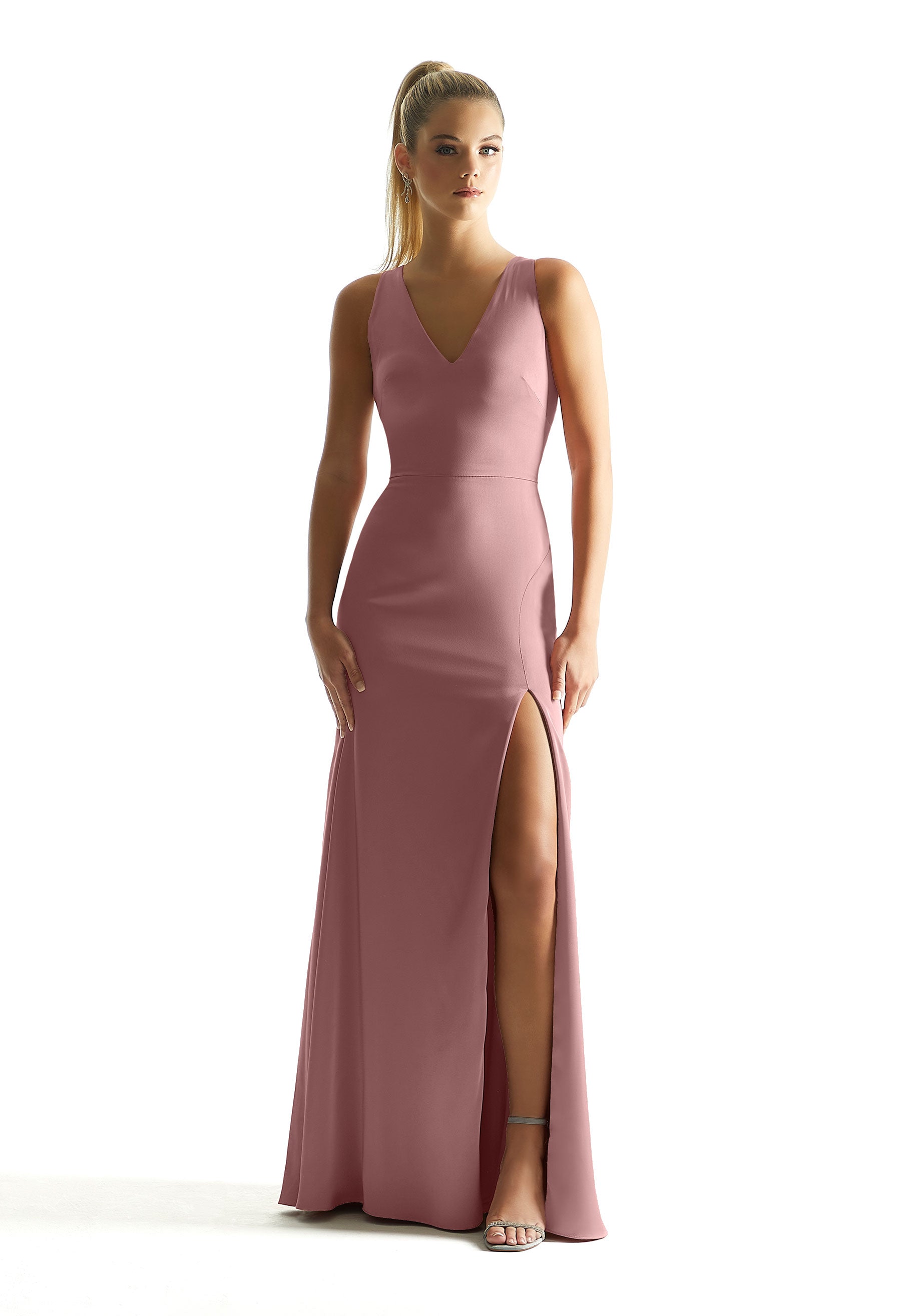 Formal Dresses Long Slit Formal Dress MGNY Madeline Gardner New York 21857 Desert Rose