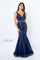 Formal Dresses Long Beaded Lace Metallic Evening Formal Dress Navy Blue