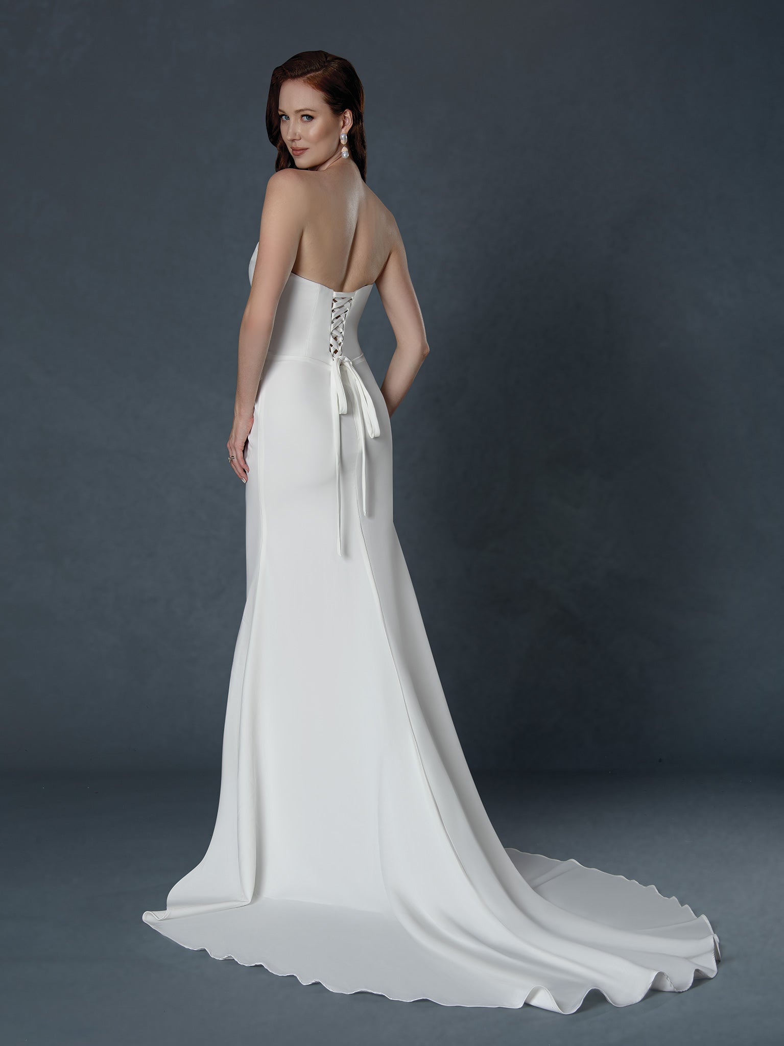 Wedding Dresses Long Slit Pleated Wedding Dress Stella Couture 25801 Off White