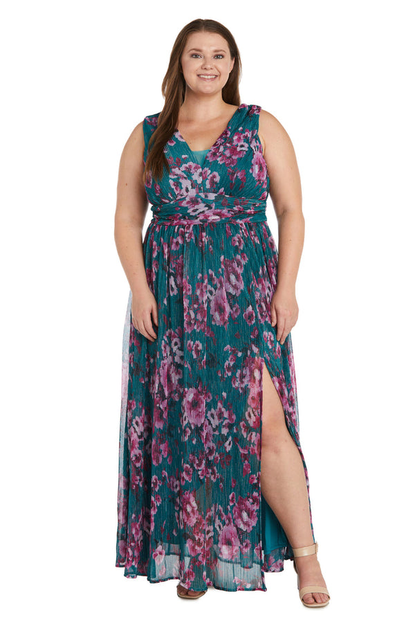 Nightway Long Floral Print Plus Size Dress 22042W