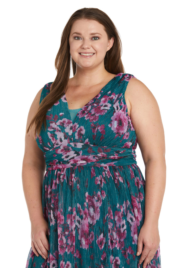 Nightway Long Floral Print Plus Size Dress 22042W