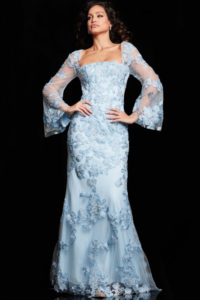 Formal Dresses Beaded Long Formal Dress  Light-Blue