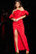 Prom Dresses Long Pleated Slit Formal Prom Dress Red