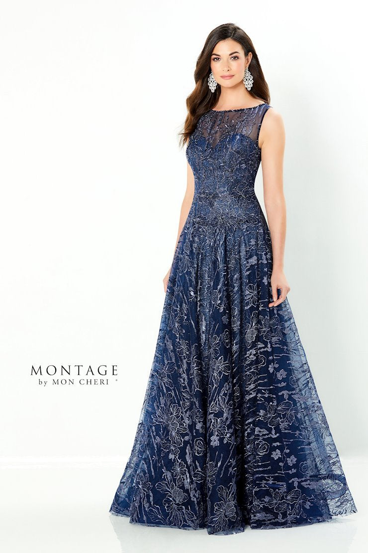Navy Blue Montage 220935 A Line Evening Gown Formal Dress for $765.0