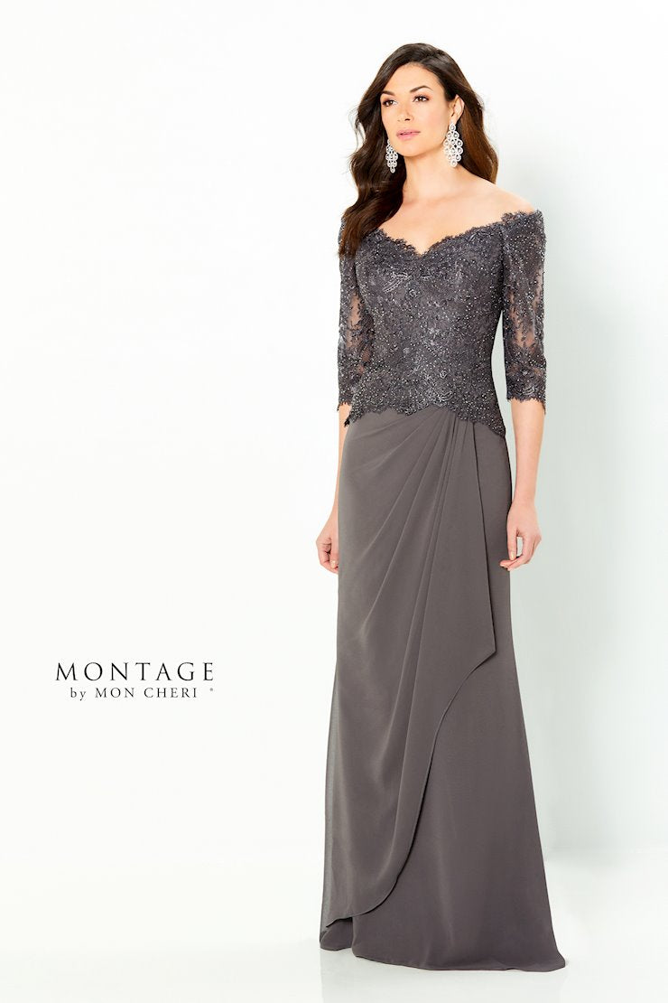 Montage 220942 Long Evening Gown Fit Lace Formal Dress