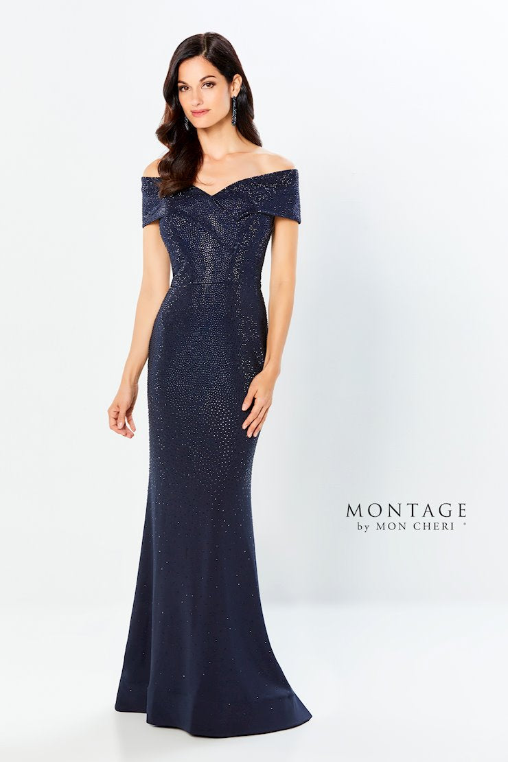 Montage 220949 Long Beaded V Neck Formal Dress