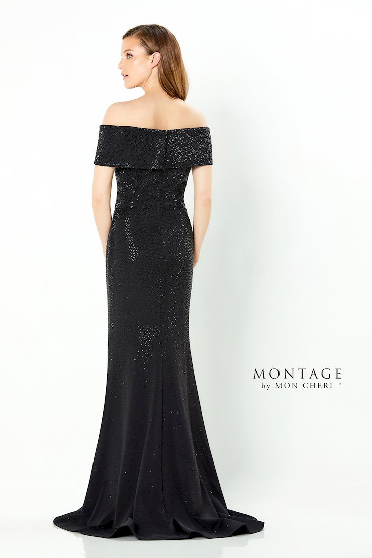 Montage 220949 Long Beaded V Neck Formal Dress