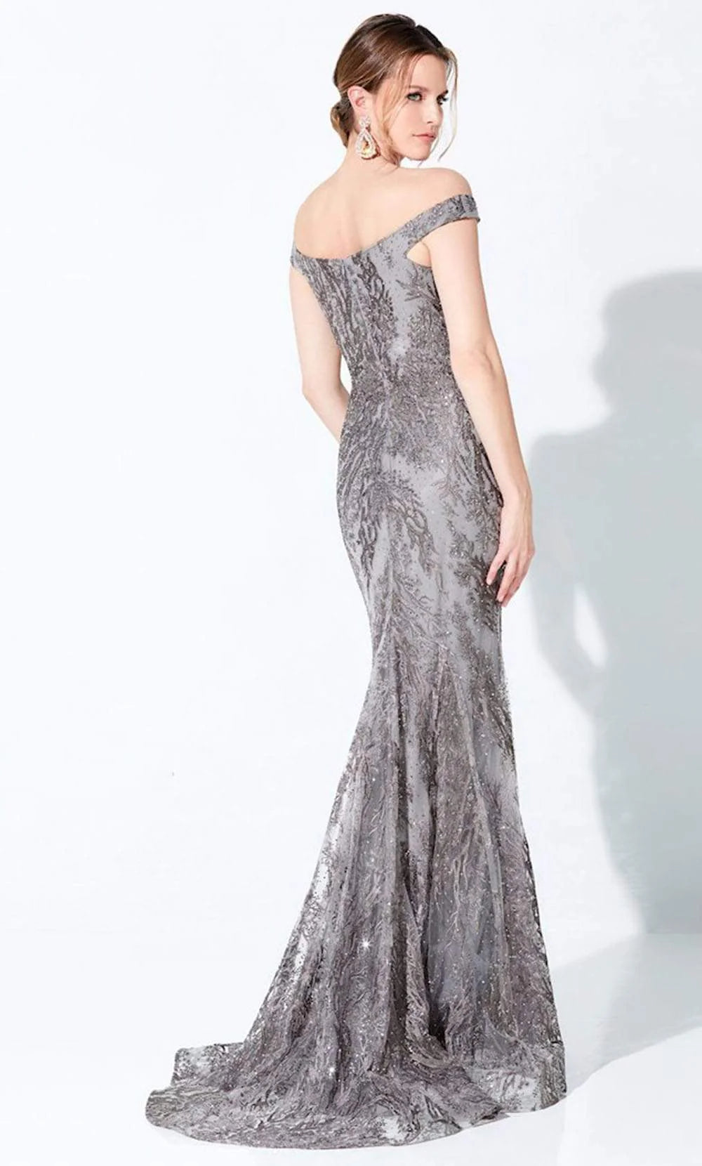 Formal Dresses Long Formal Detachable Feather  Evening Dress Gray