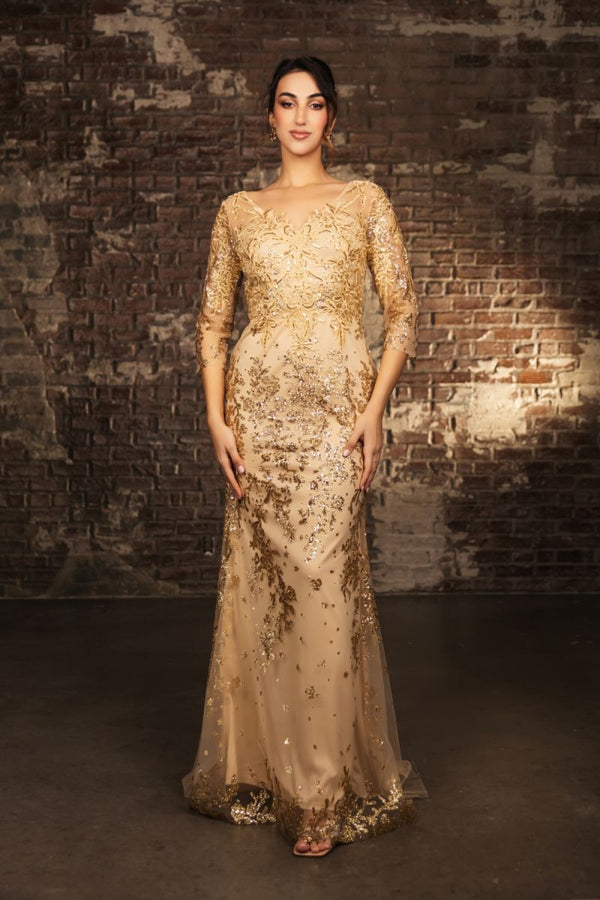 Illusion Floor-Length Tulle Formal Sheath Column May Queen MQ2101