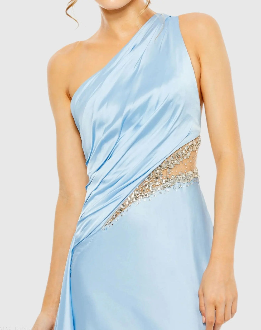 Mac Duggal Women's One Shoulder Charmeuse Gown with Beaded Cutout - Black - Size 0