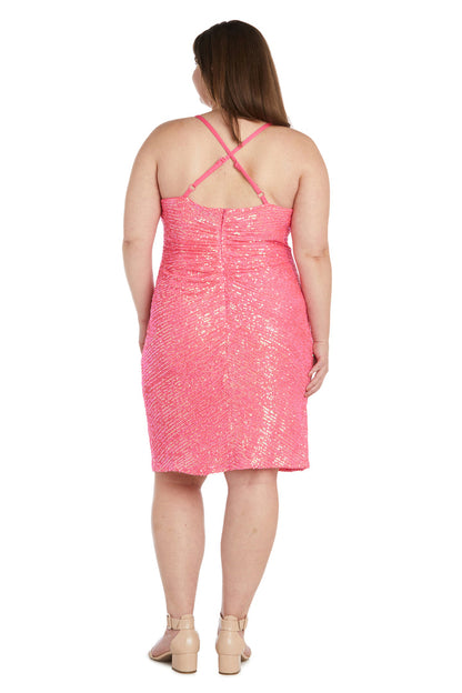 Nightway Plus Size Short Cocktail Dress 22104W - The Dress Outlet Neon Pink