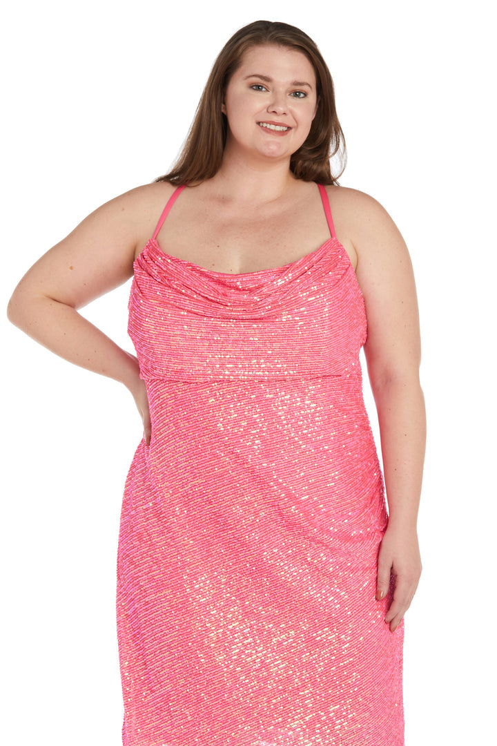 Nightway Plus Size Short Cocktail Dress 22104W - The Dress Outlet Neon Pink