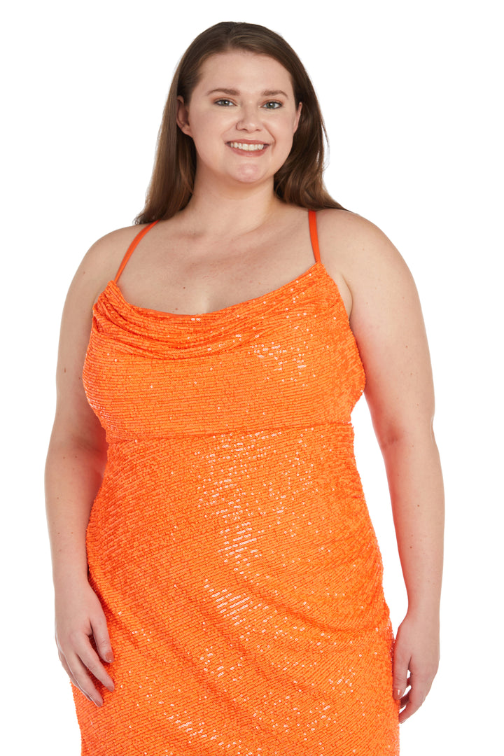 Nightway Plus Size Short Cocktail Dress 22104W - The Dress Outlet Neon Orange