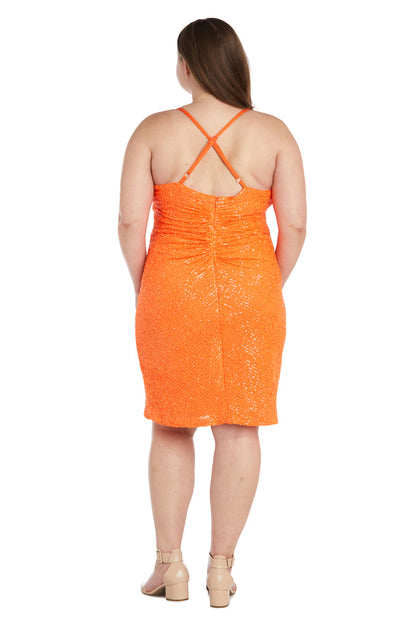 Nightway Plus Size Short Cocktail Dress 22104W - The Dress Outlet Neon Orange