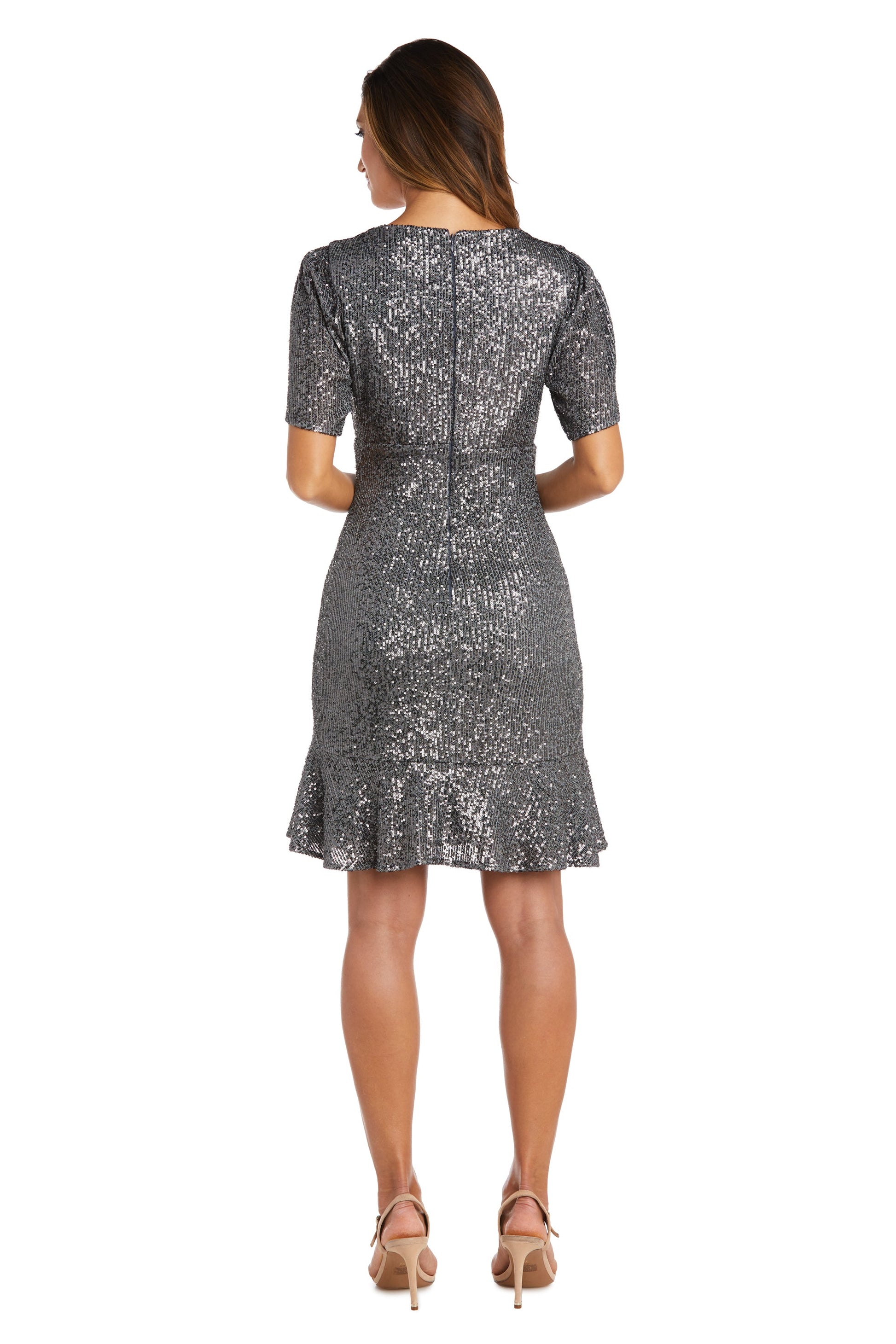 Nightway 22113P Short Petite Sequin Cocktail Dress