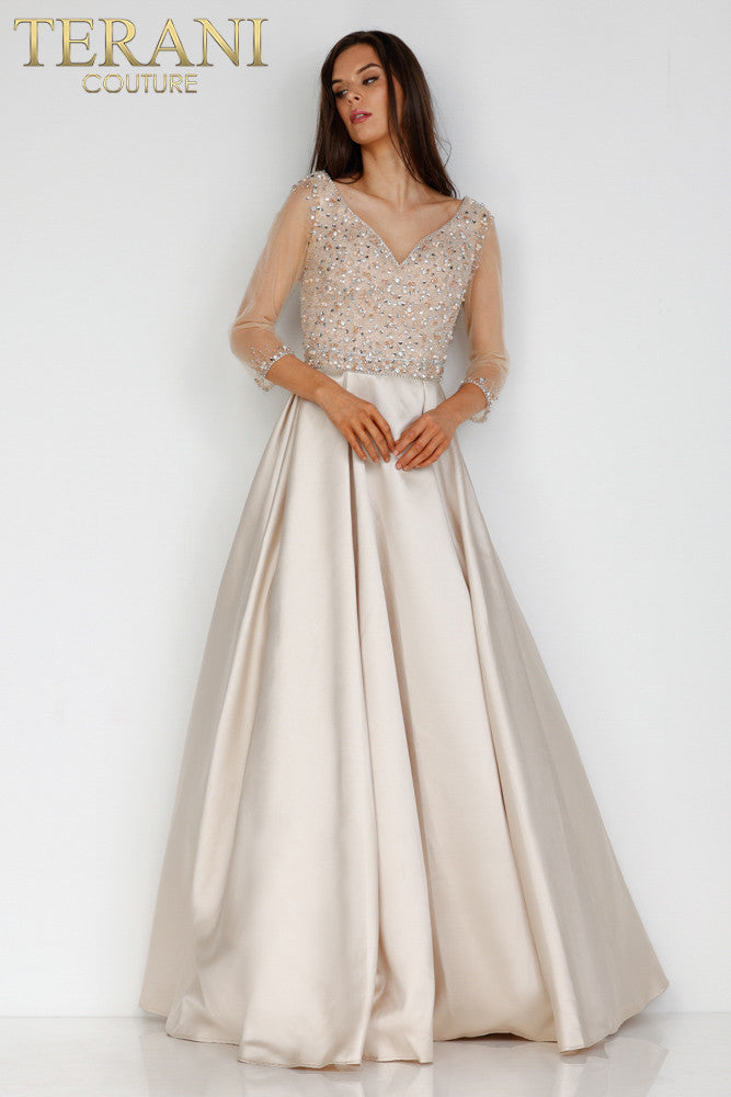 Formal Dresses Long Formal Beaded Evening Dress Champagne