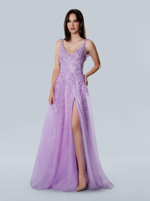 Stella Couture 25118 A Line Glitter Long Formal Lace Prom Dress