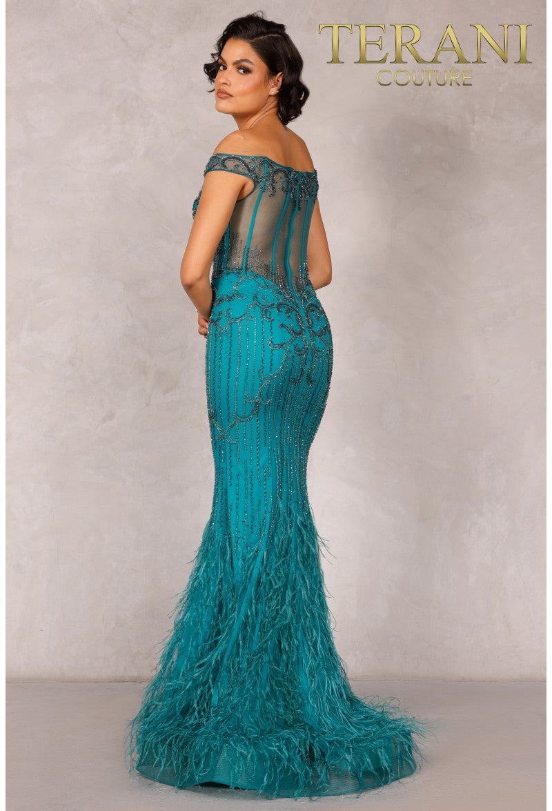 Prom Dresses Long Fitted Formal Prom Beaded Dress Emerald