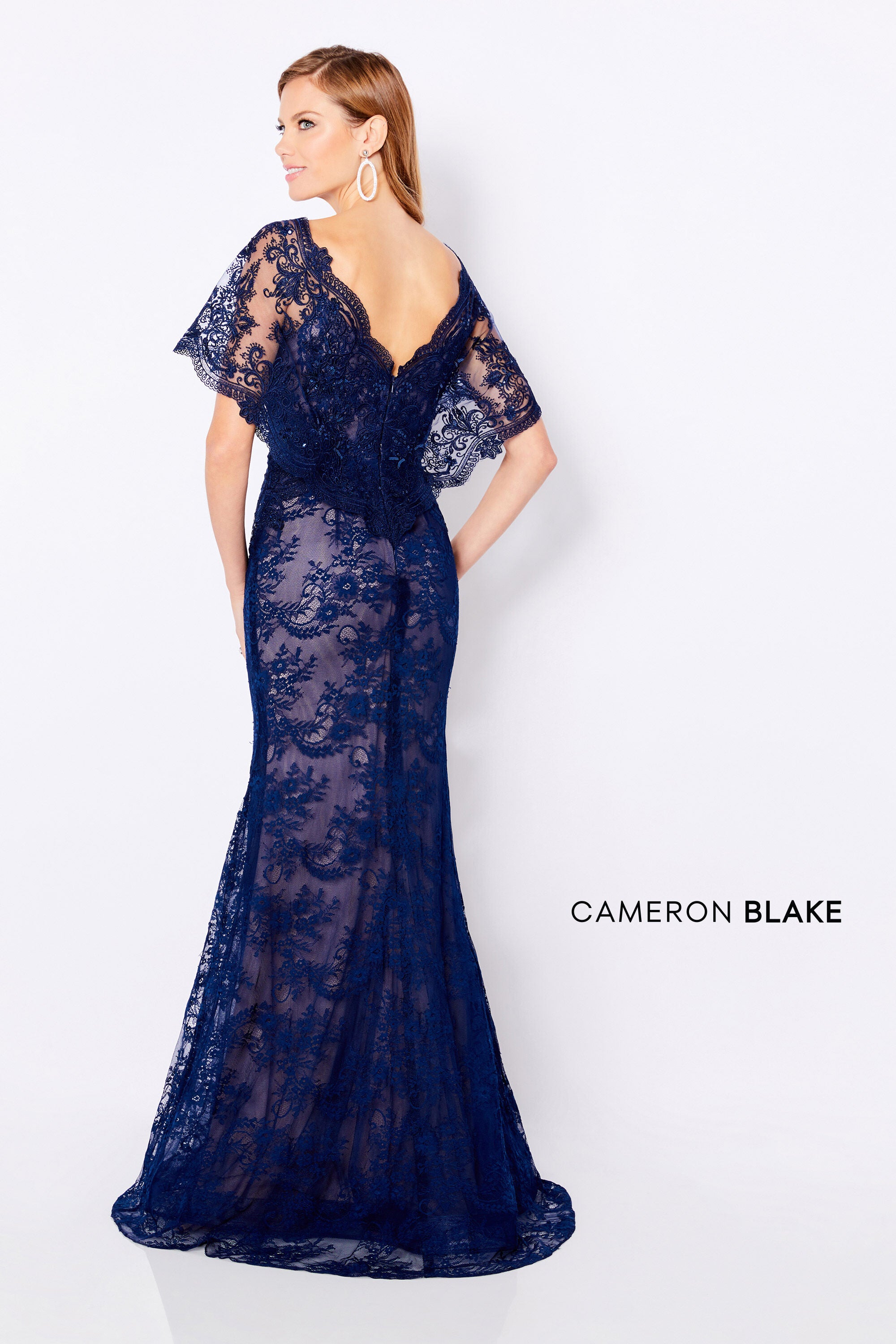 Mother of the Bride Dresses Long Mother of the Bride Evening Lace Dress Navy Blue/Nude