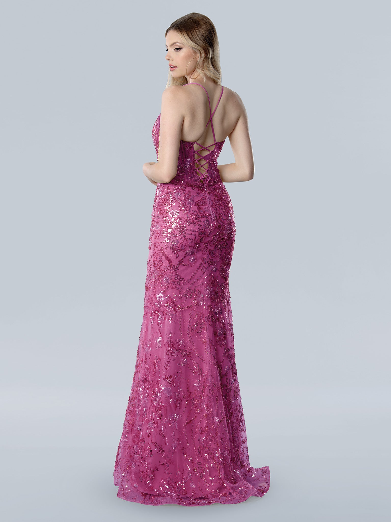 Stella Couture 25132 Long Prom Sequin Print Formal Dress