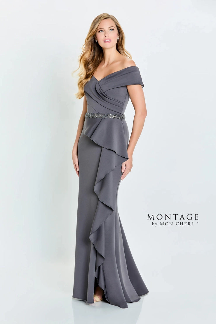 Montage 221976 Long Ruffle Slit Formal Evening Dress