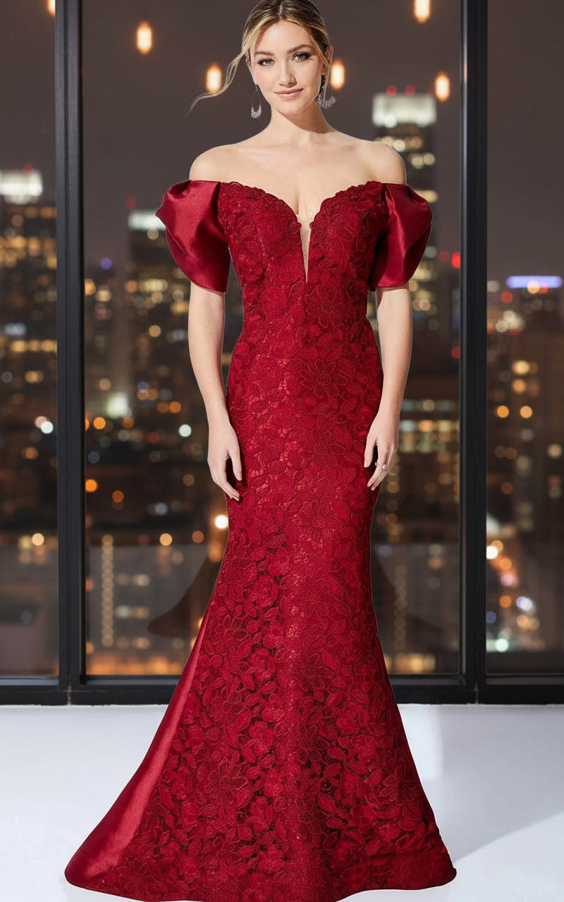 Formal Dresses Long Fitted Lace Formal Evening Dress Wine