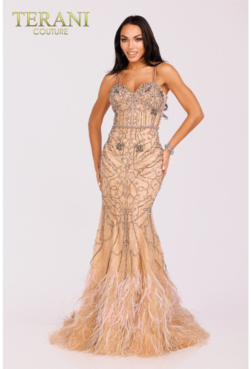 Terani Couture 2221GL0415 Fitted Formal Prom Long Beaded Dress