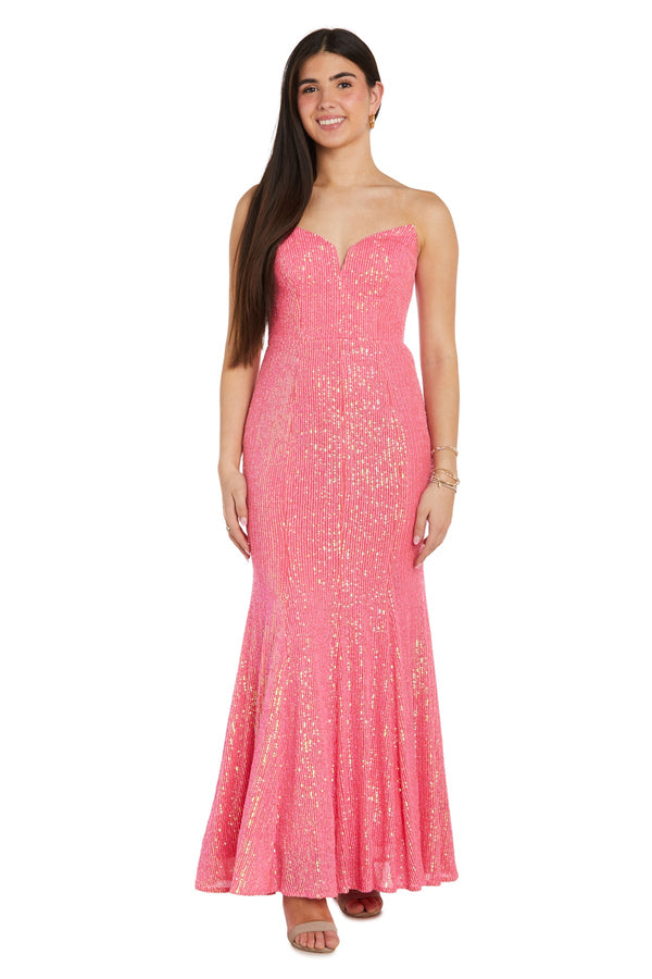 Morgan & Co 22227 Long Fitted Formal Sequin Evening Prom Dress
