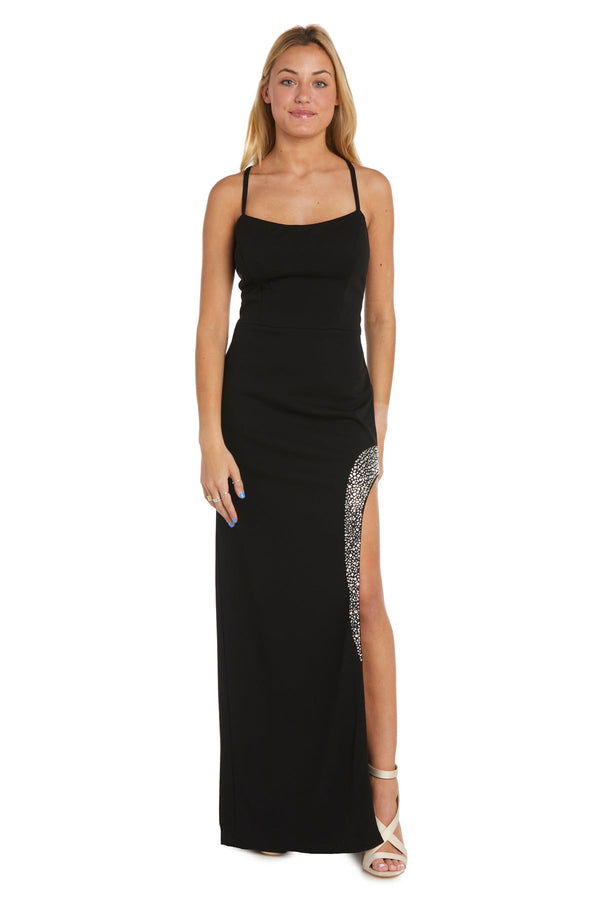 Morgan & Co 22231 Long Formal Beaded Slit Prom Dress