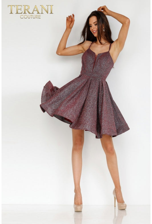 Cocktail Dresses Short Cocktail Prom Glitter A Line Dress Wine