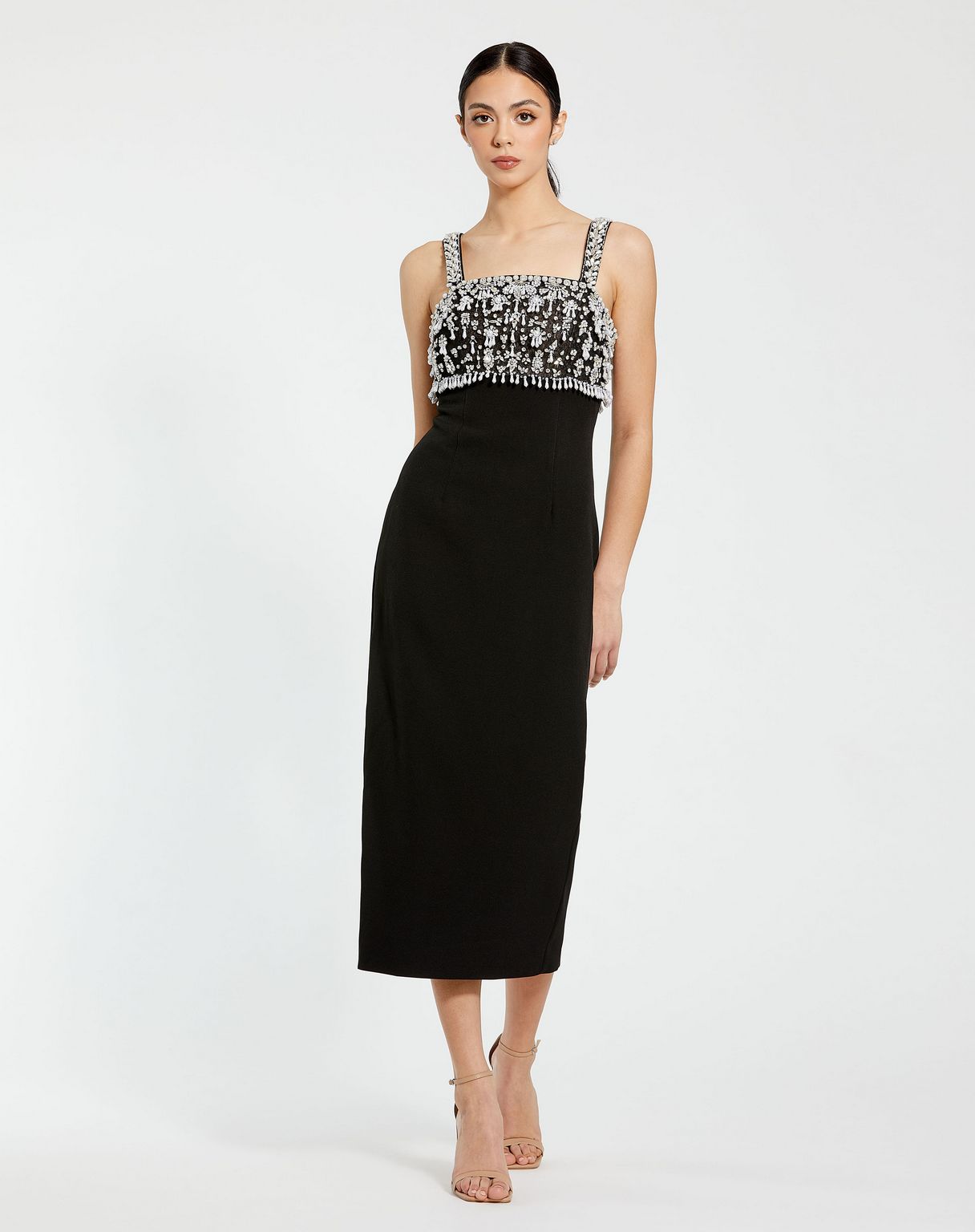 Mac Duggal 2226 Beaded Formal Prom Midi Dress