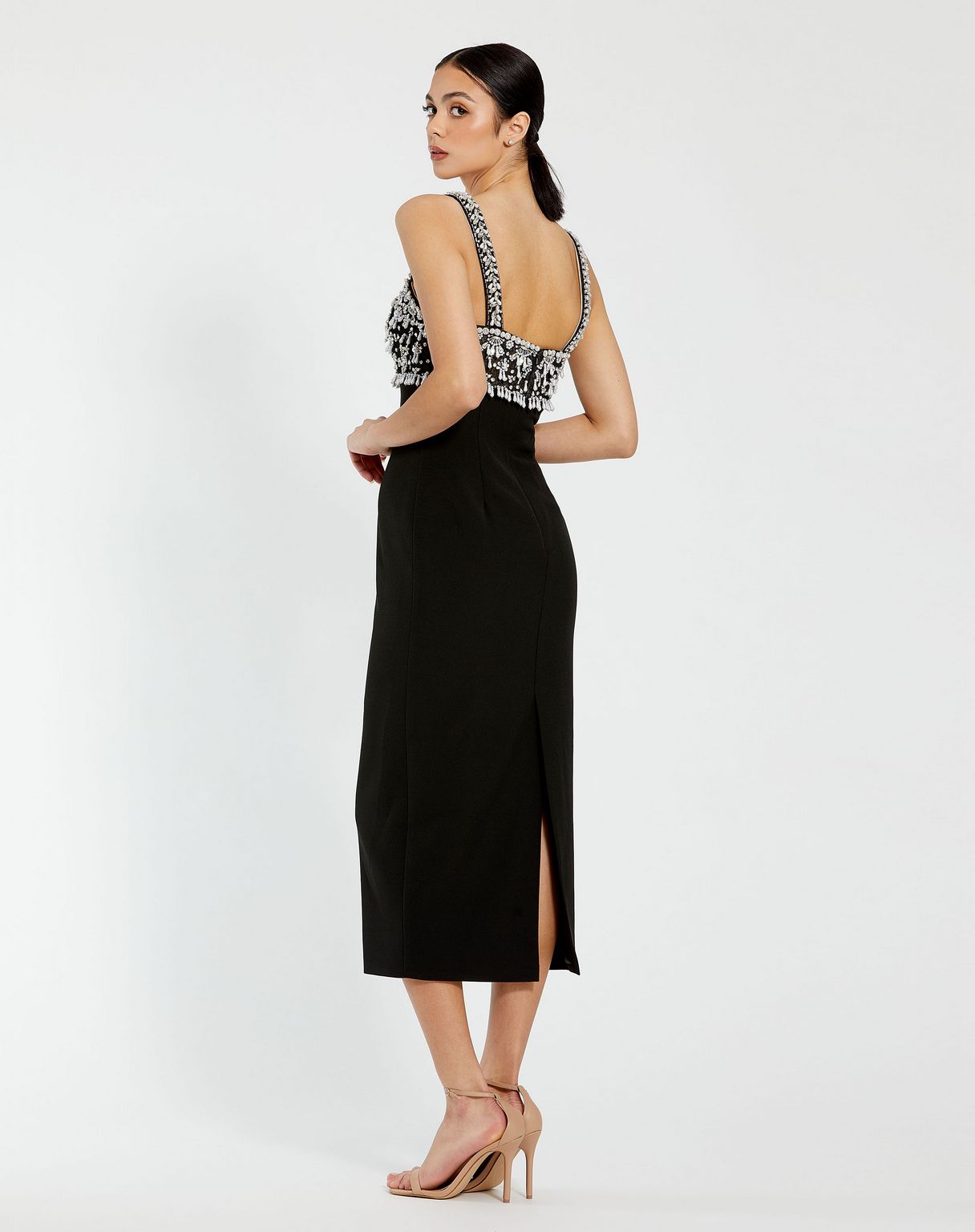 Mac Duggal 2226 Beaded Formal Prom Midi Dress
