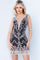 Cocktail Dresses Fitted Short Beaded Fringe Cocktail Dress Black Silver