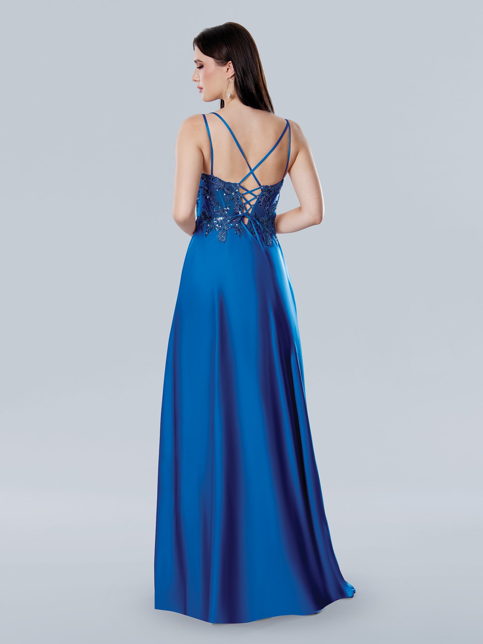 Stella Couture 25159 A Line Long Corset Formal Sequin Prom Dress