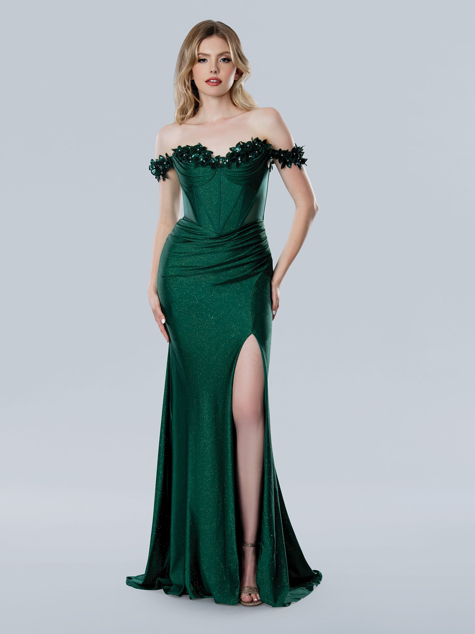 Stella Couture 25173 Long Formal Slit Fitted Evening Prom Dress