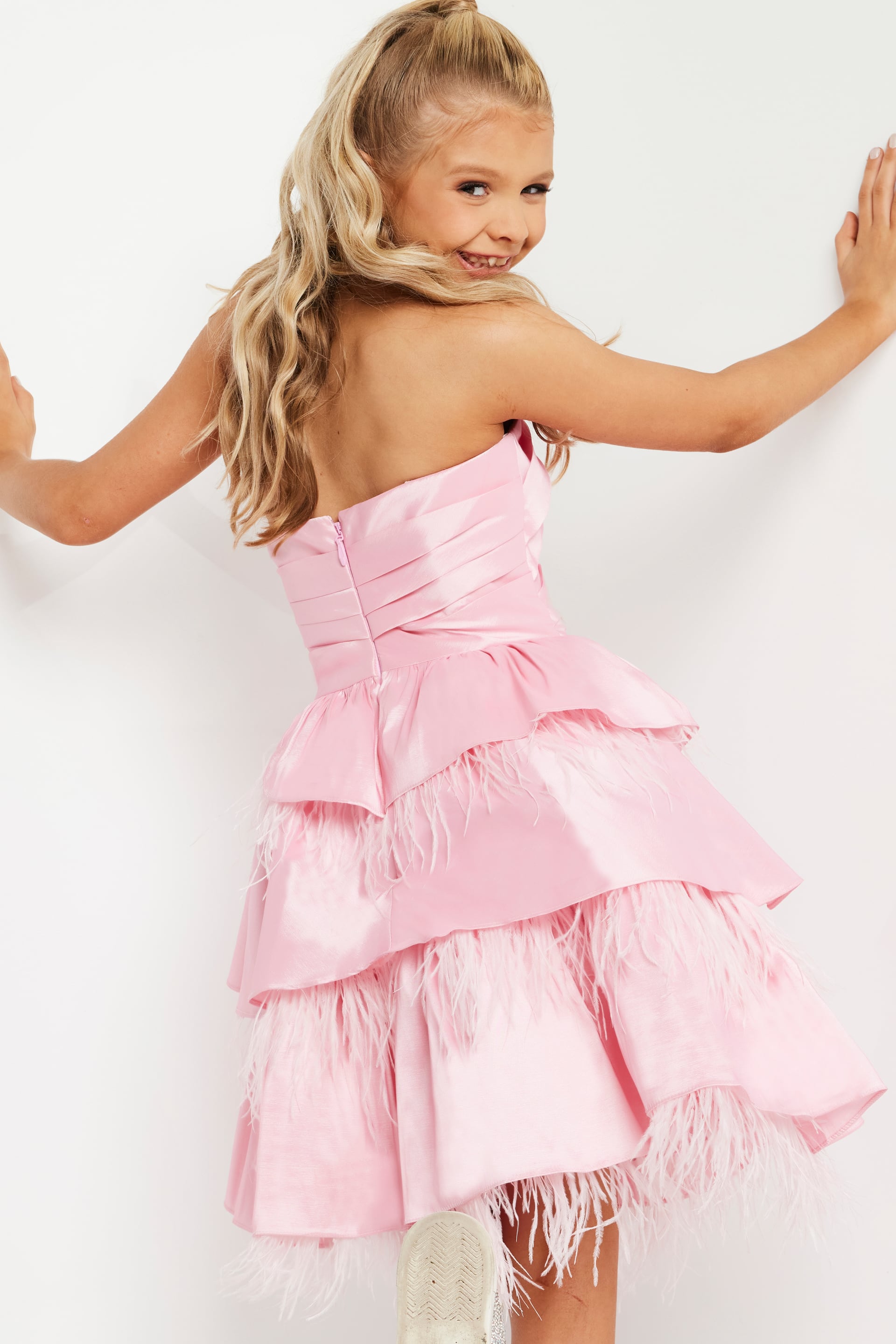 Strapless Knee-Length Satin Cocktail Fit & Flare Jovani K22326