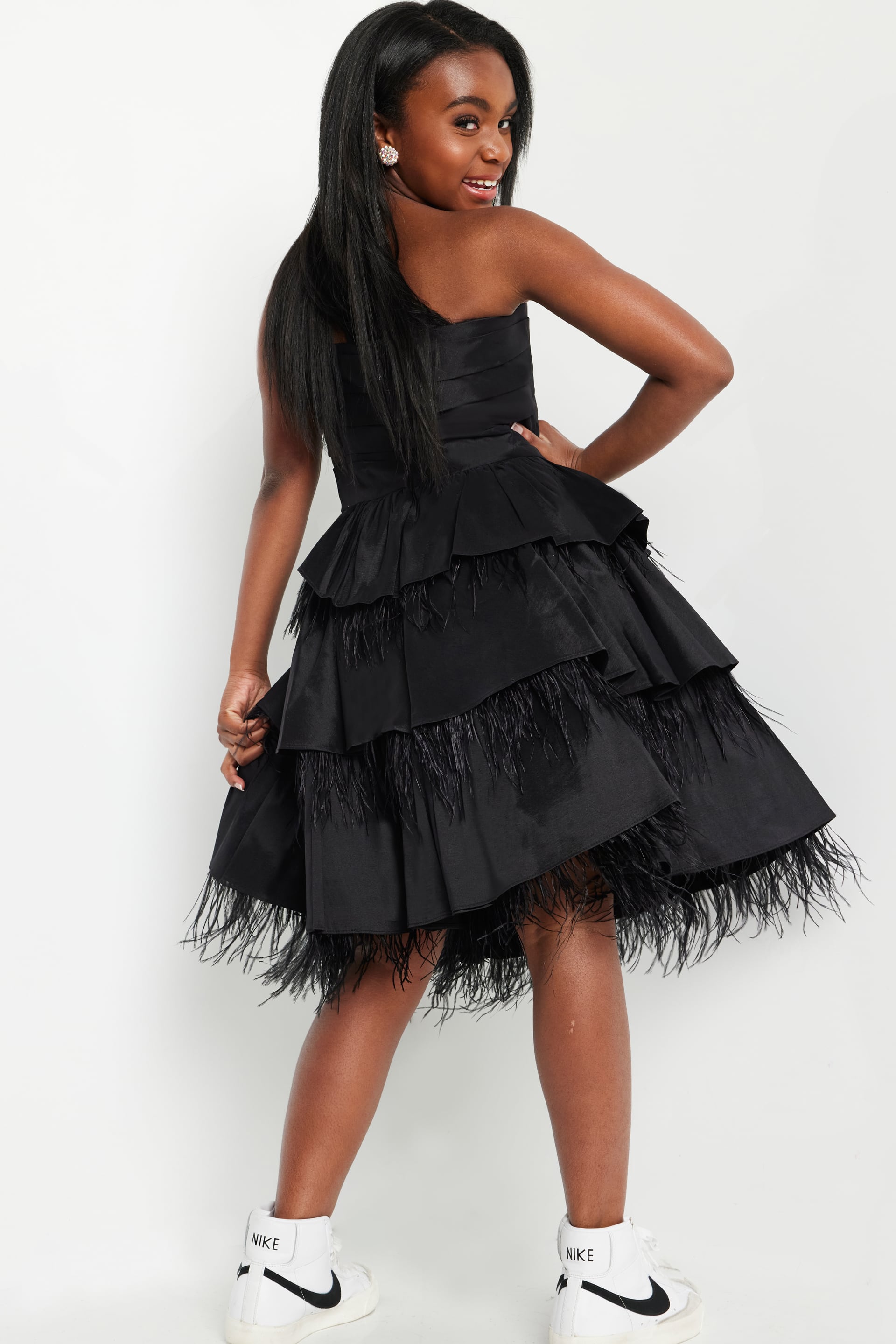 Strapless Knee-Length Satin Cocktail Fit & Flare Jovani K22326