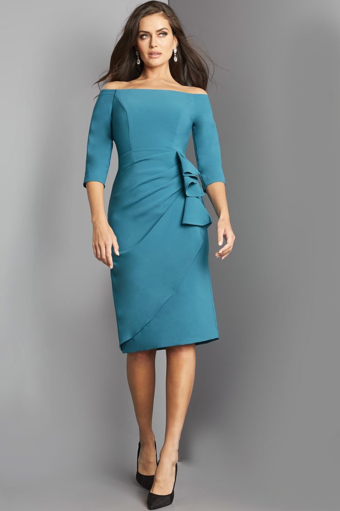 Cocktail Dresses Short Ruffle Ruched Cocktail Dress TEAL