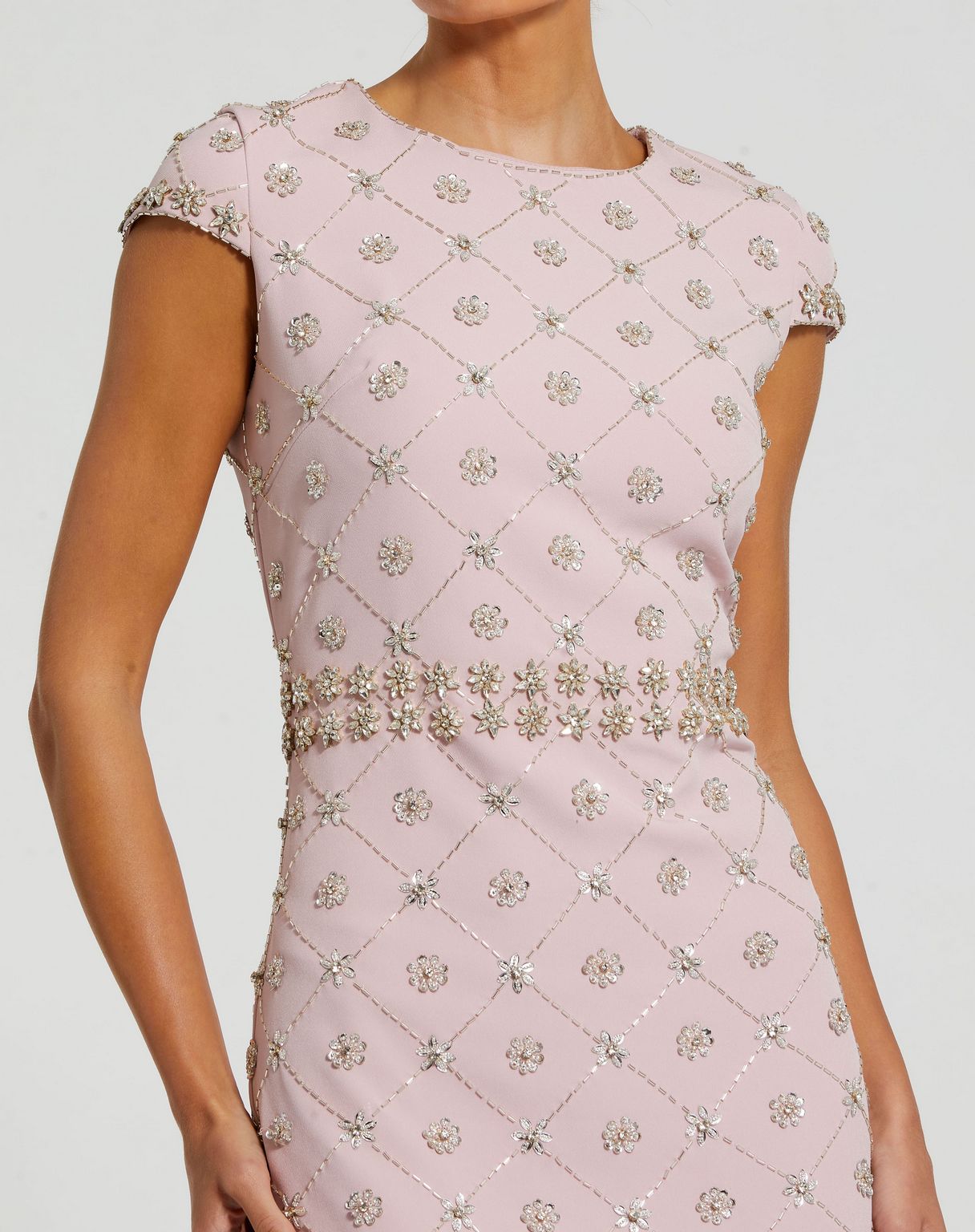 Mac Duggal 2234 Midi Floral Beaded Cocktail Dress